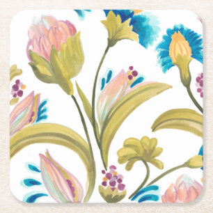 Abbey Floral Tiles - Spring Flowers Vierkante Kartonnen Onderzetter