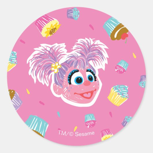 Abby Cadabby Cupcake Party Pattern Ronde Sticker (Voorkant)