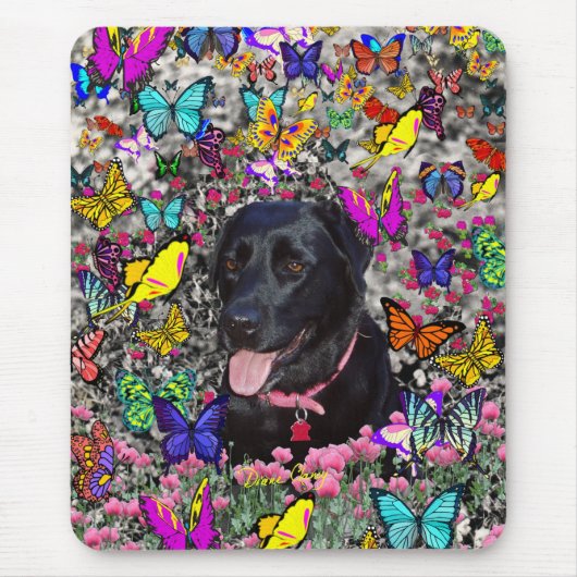 Abby in Butterflies - Black Lab Dog Muismat (Voorkant)