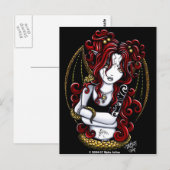 "Abby" Red Tattooed Faery Briefkaart (Voorkant / Achterkant)