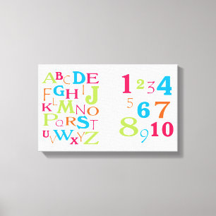ABC 123 alfabet nummer roze Sinaasappel Limoen tur Canvas Afdruk