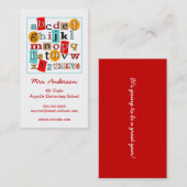 ABC 123 Alphabet Enseignant Carte de visite de con (Devant / Derrière)