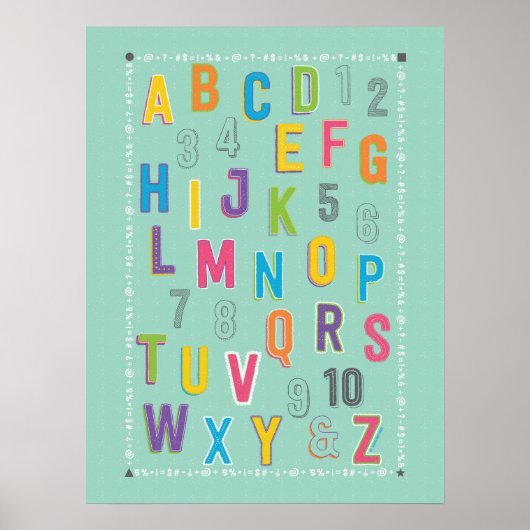 ABC 123 Classroom Educational Decor - Blauw Poster (Voorkant)