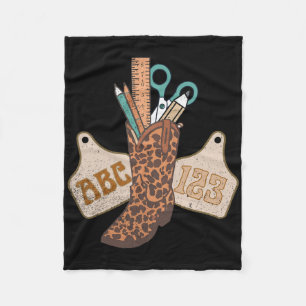 Abc 123 Western Leraar Leven Cowboy Cowgirl Lesgev Fleece Deken