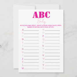 ABC alfabet Baby shower spel - roze Kaart