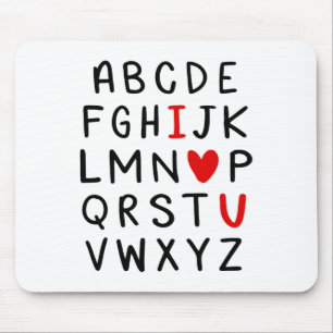 Abc Alphabet Ik hou van je Engelse leraar Valentij Muismat