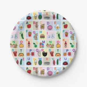 ABC Alphabet-leerbrieven happy foods leren Papieren Bordje