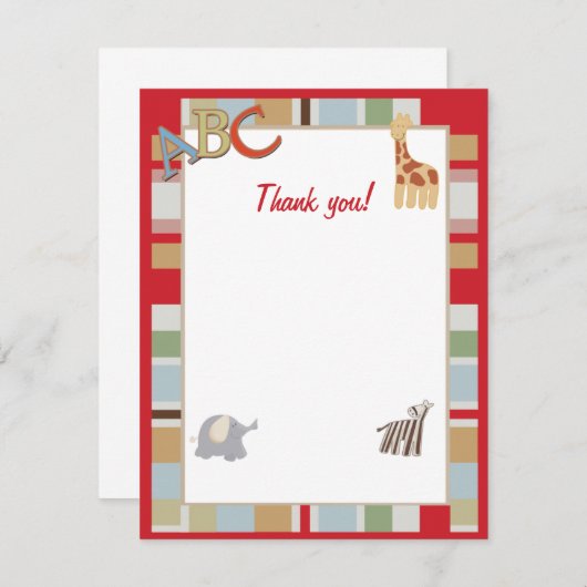 ABC Alphabet Soup Oerwoud Dank u wel Notitiekaartje (Voorkant / Achterkant)