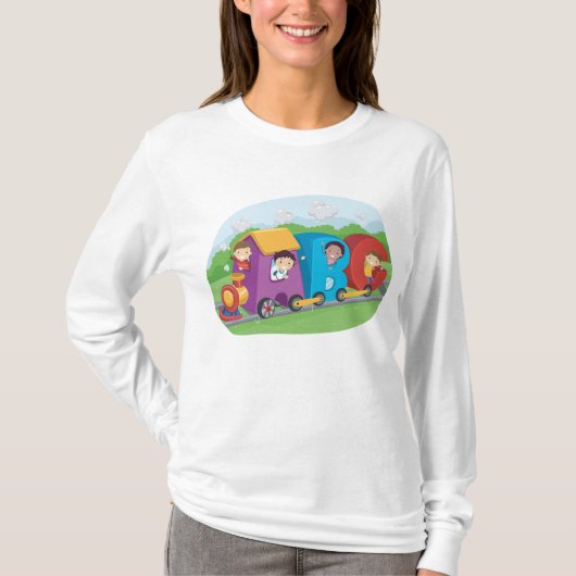 ABC Alphabet Train met Kinder Fun Educational T-shirt (Voorkant)