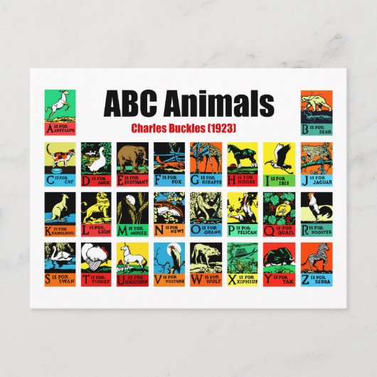 ABC Animals , Charles Buckles (1923) Briefkaart (Voorkant)