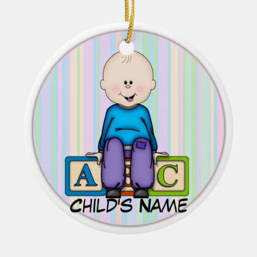ABC Baby Boy Keramisch Ornament (Voorkant)