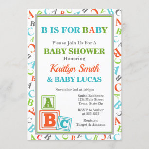 ABC Baby shower Invitation Baby shower neutre