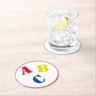 ABC Baby Shower Ronde Kartonnen Onderzetter