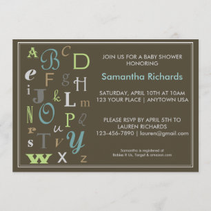 ABC Baby shower Uitnodiging