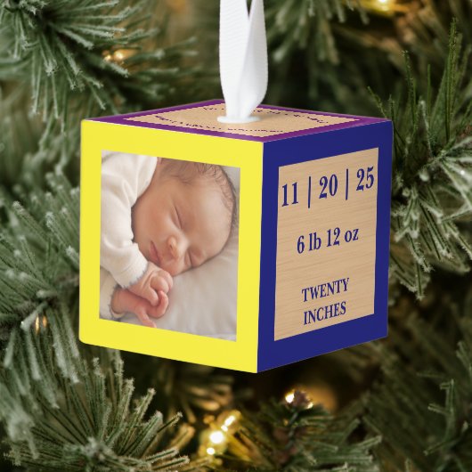 ABC Blocks Photo Birth Stats Keepsake Kubus Ornament (Boom)