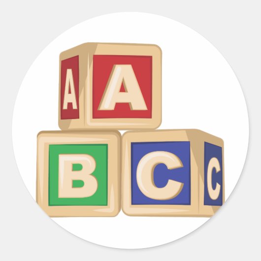ABC-blokken Ronde Sticker (Voorkant)