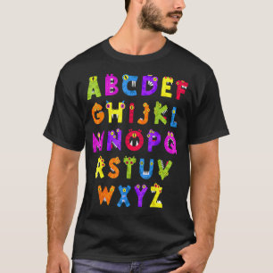 Abc Cute Monster Alphabet Halloween Teacher Costum T-shirt