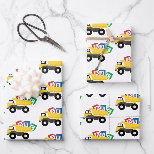 ABC Dump Truck Construction Trucks Inpakpapier Vel (Voorkant)