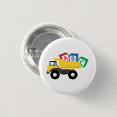ABC Dump Truck Construction Trucks Ronde Button 3,2 Cm (Voorkant /achterkant)