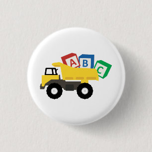 ABC Dump Truck Construction Trucks Ronde Button 3,2 Cm