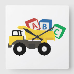 ABC Dump Truck Construction Trucks Vierkante Klok