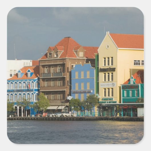 ABC-eilanden, CURACAO, Willemstad: Harborfront 2 Vierkante Sticker (Voorkant)