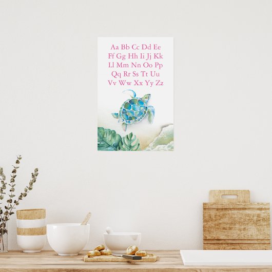 ABC Enfants affiche la tortue de mer tropicale (Cuisine)