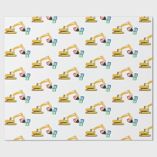 ABC Excavator Construction Truck Cadeaupapier (Vlak)