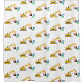 ABC Excavator Construction Truck Patroon Douchegordijn (Voorkant)