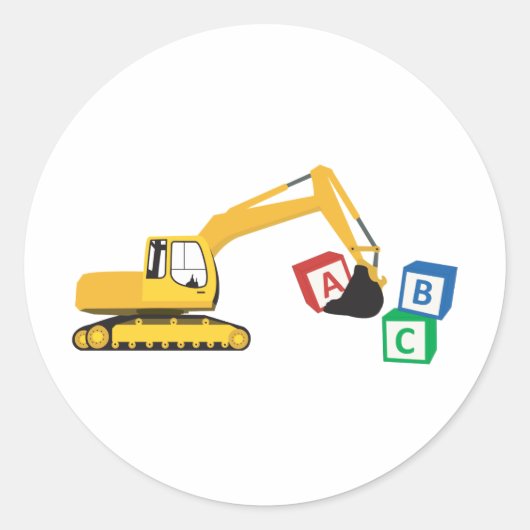 ABC Excavator Construction Truck Ronde Sticker (Voorkant)