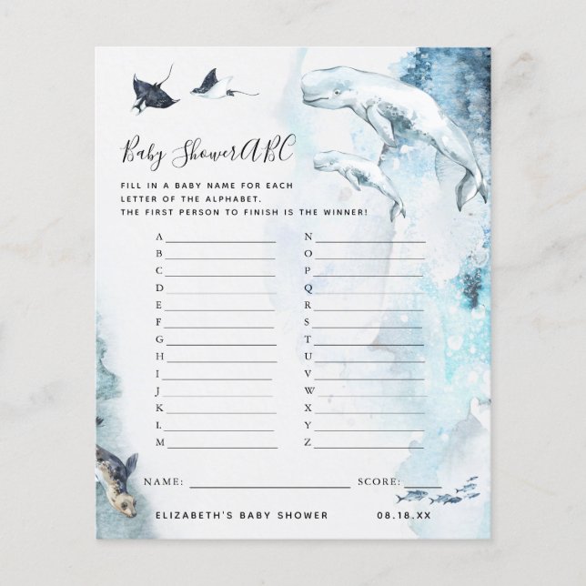ABC Game | Ocean Baby shower Game (Voorkant)