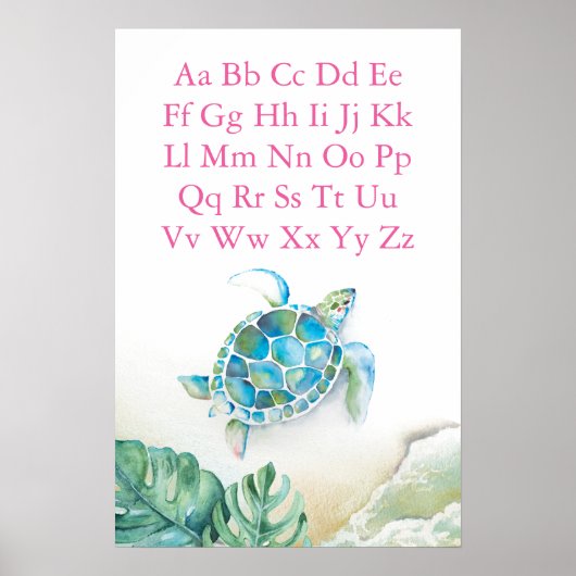 ABC Kinder Posters Tropisch Zee Schildpad (Voorkant)