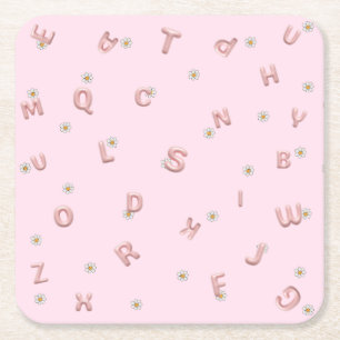 ABC kleuterschool daisy ballon student school Vierkante Kartonnen Onderzetter