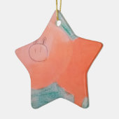 #ABC Kunst door kinderen, Roze Oranje Varkens Keramisch Ornament (Links)