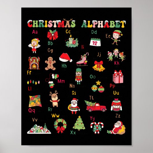 ABC Leren Kleuterjuf Kerstlicht Poster (Voorkant)