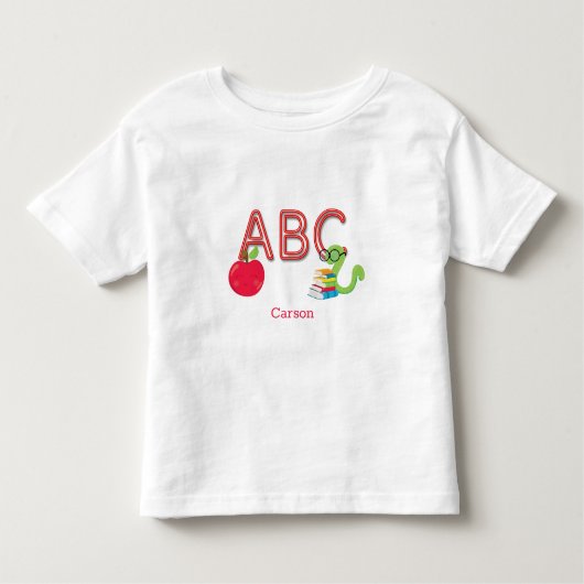ABC Letters Boekenworm gepersonaliseerd Kinder Shirts (Voorkant)