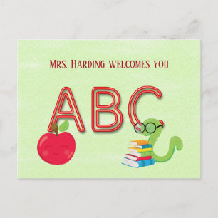 ABC Neon Letters Bookworm met Website Briefkaart