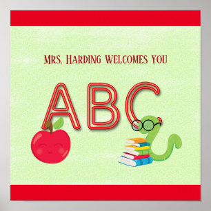 ABC Neon Letters Koekworm Reader Classroom Poster