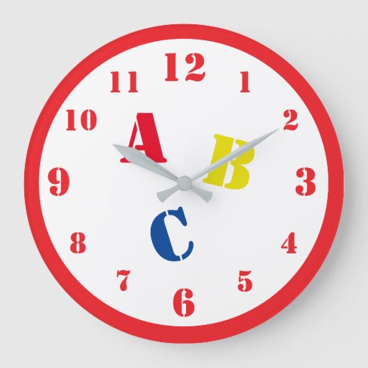 ABC Nursery Acrylic Wall Clock Grote Klok (Voorkant)