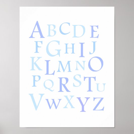 ABC Nursery Blue Typografie Print (Voorkant)