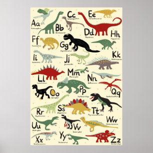 ABC Poster Dinosaurier Alphabet Kinderzimmer