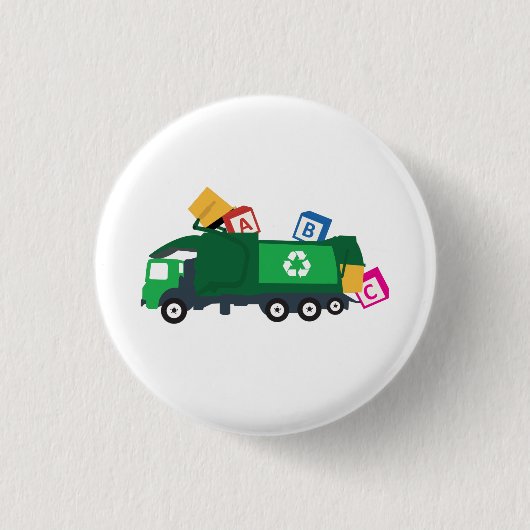 ABC Recycling Garbage Truck Ronde Button 3,2 Cm (Voorkant)