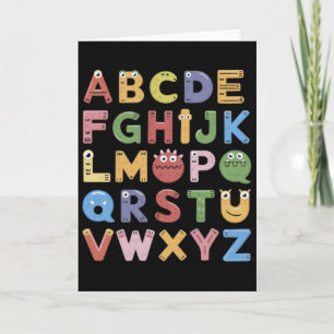 Abc Schattig Monster Alfabet Halloween Leraar Kost Kaart