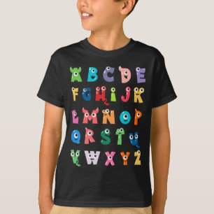 Abc Schattig Monster Alfabet Halloween Leraar T-shirt