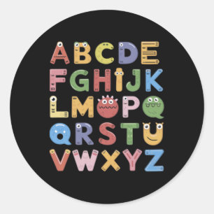 Abc Schattig Monster Alfabet Halloween Onderwijs K Ronde Sticker