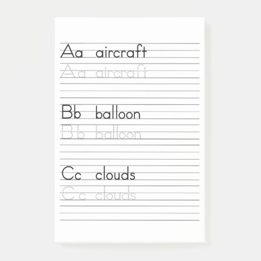 ABC-schrijfpraktijkalfabet Aantekenvel voor notiti Post-it® Notes (Voorkant)