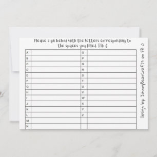 ABC TPC B&W #1 BEDANKKAART