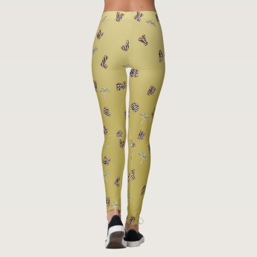 ABC Zebra Safari Tree Gold Gradient Terug naar sch Leggings (Achterkant)