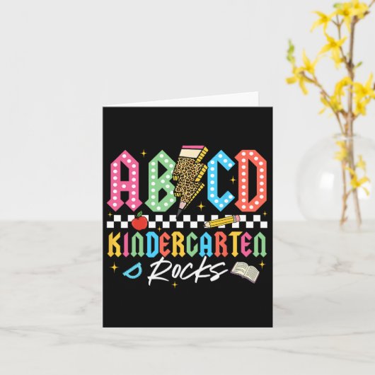 ABCD Kindergarten Rocks Pencil Lightning Teachers Kaart (Gele Bloem)