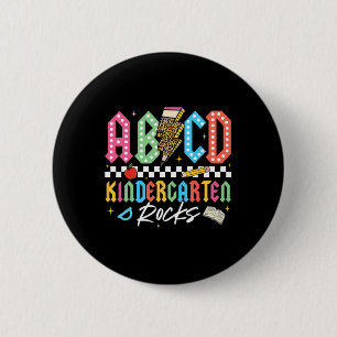 Abcd Kleuterschool Rocks Potlood Bliksem Leraars Ronde Button 5,7 Cm